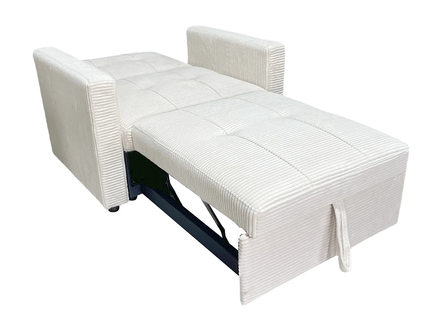 Canapé-lit, canapé 1 place convertible en velours côtelé coloris crème - Longueur 99 x Largeur 99 x Hauteur 88 cm