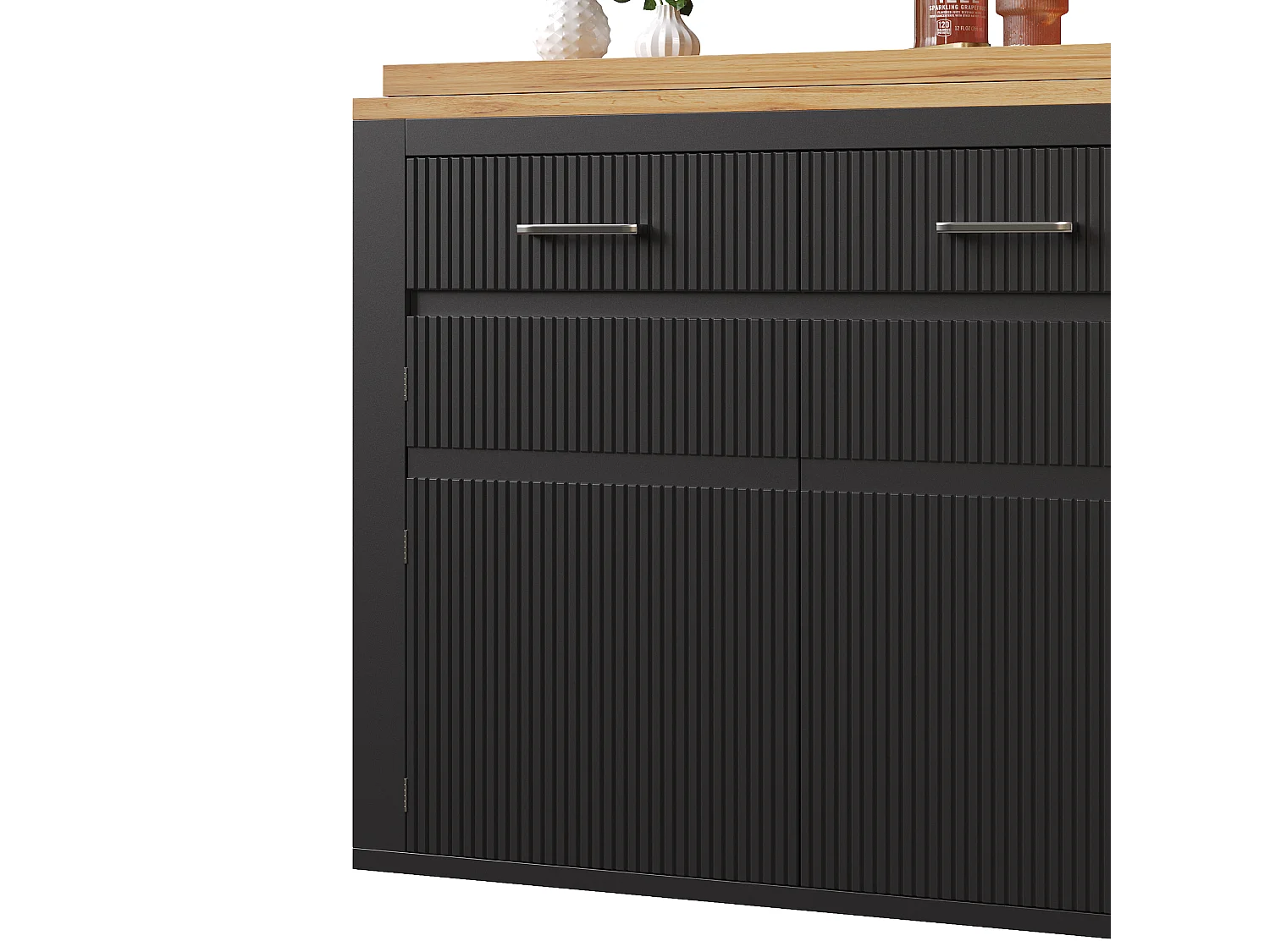 Tavolo bar mobile estensibile - 137-215 x 39 x 102,3 cm - con 1 cassetto + 2 ante - MDF - nero