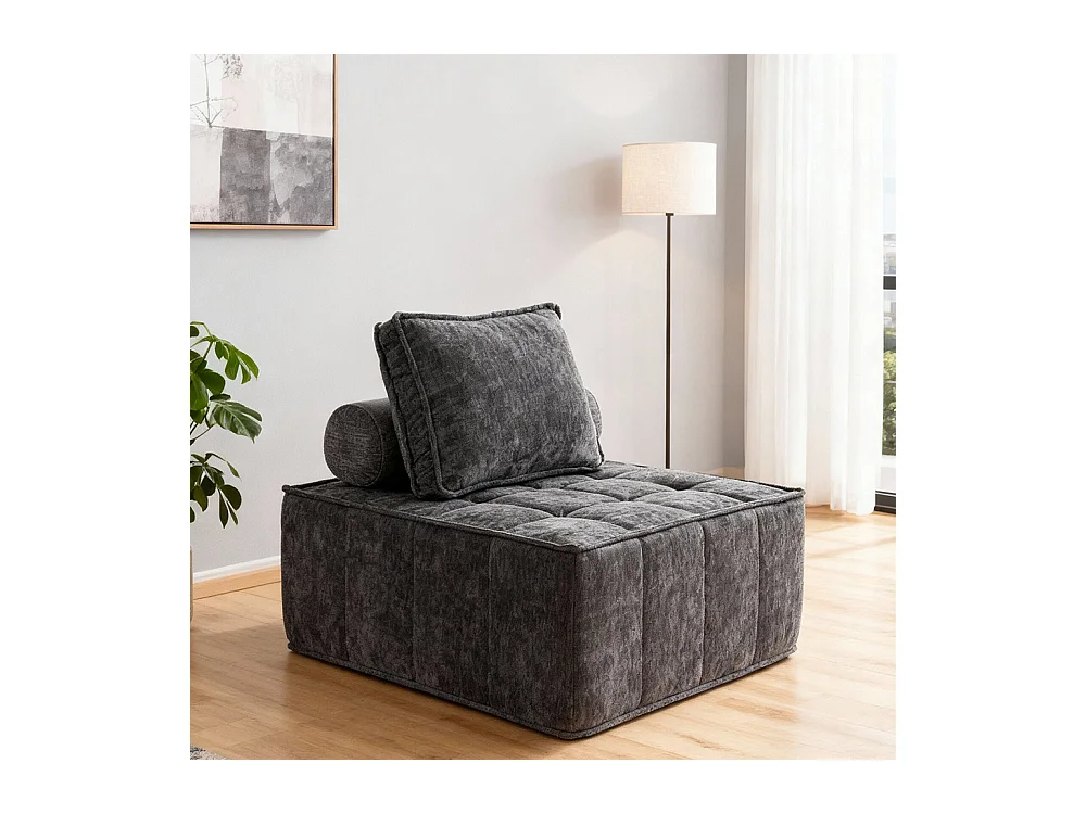 Fauteuil dappoint modulaire carré sans accoudoirs canapé simple surdimensionné pour salon coin chambre bureau gris