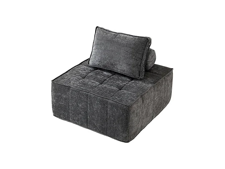 Fauteuil dappoint modulaire carré sans accoudoirs canapé simple surdimensionné pour salon coin chambre bureau gris