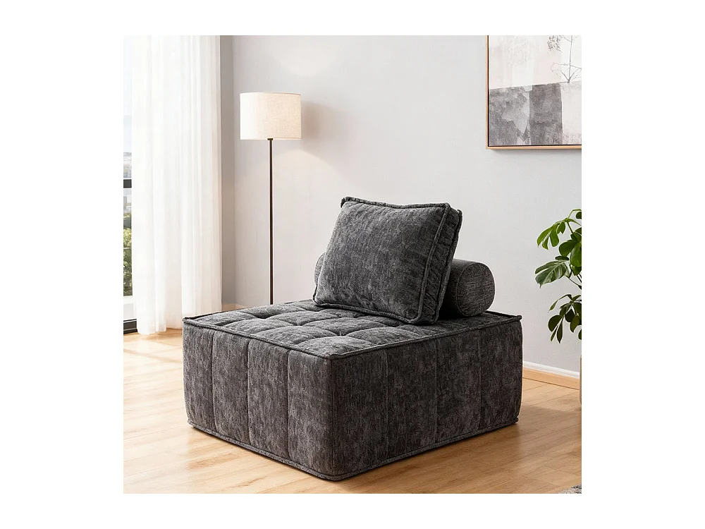 Fauteuil dappoint modulaire carré sans accoudoirs canapé simple surdimensionné pour salon coin chambre bureau gris