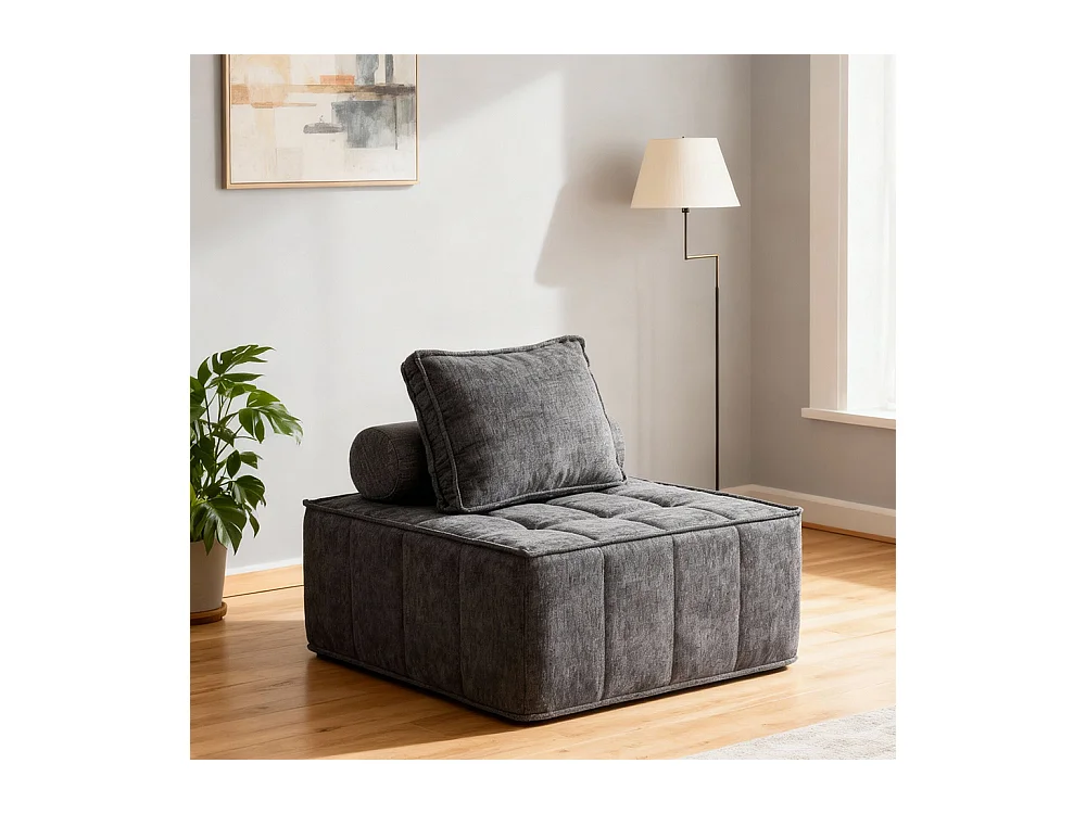 Fauteuil dappoint modulaire carré sans accoudoirs canapé simple surdimensionné pour salon coin chambre bureau gris