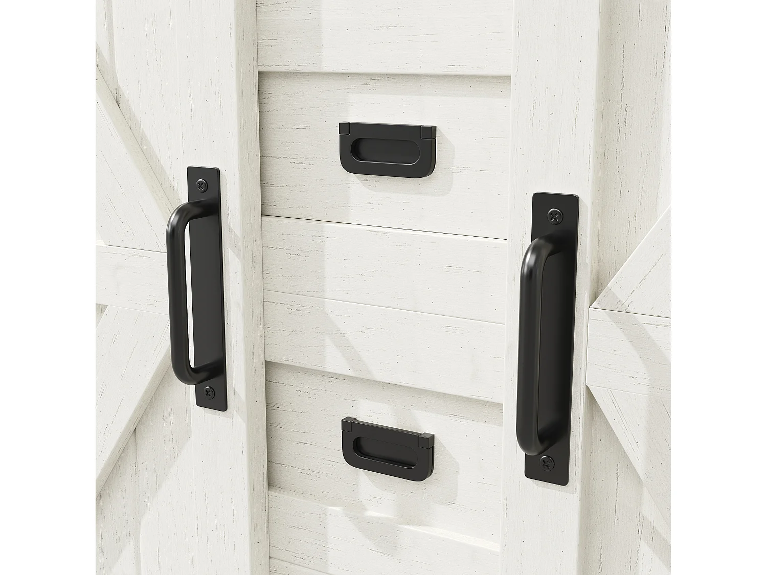 Buffet haut de cuisine - 115 x 40 x 174.7 cm - avec portes coulissantes + tiroirs + Leds - MDF + métal - blanc