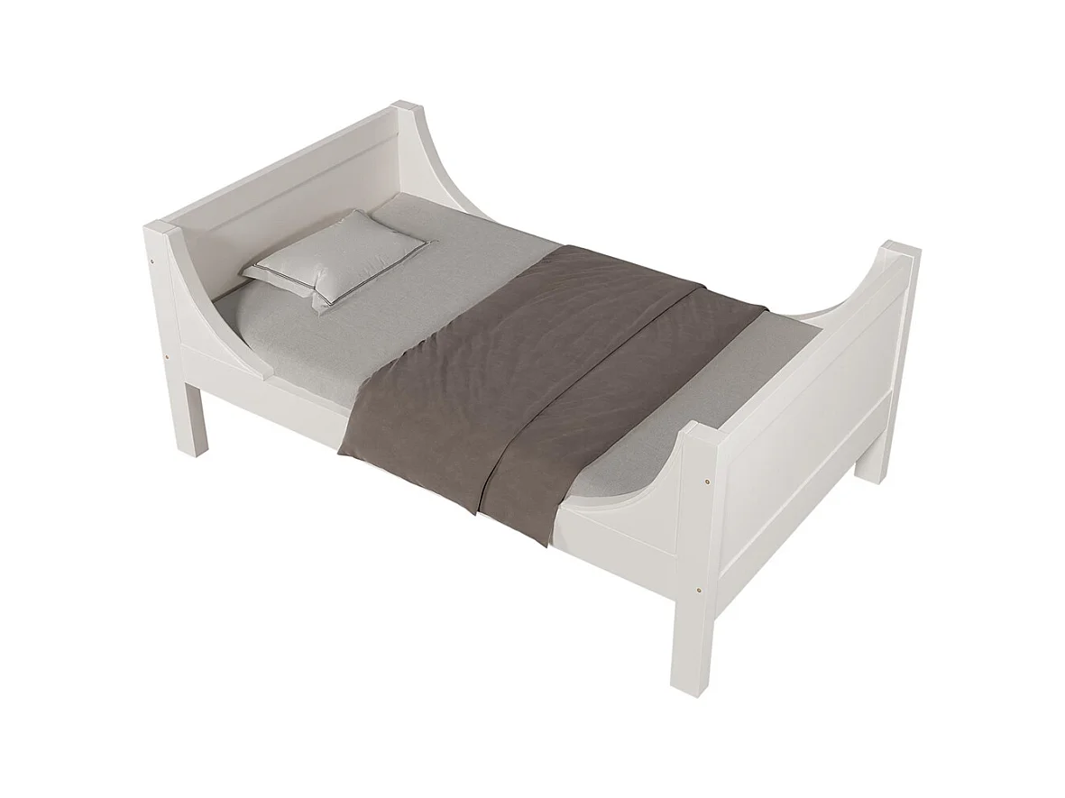Lit superposé séparable 90x200 cm échelle flexible tête pied design traîneau 1 lit 2 lits simples blanc EN747-1:2024 sans matelas