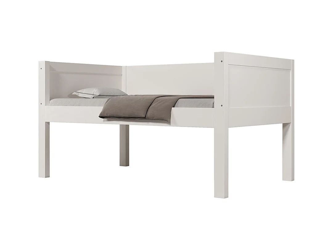Lit superposé séparable 90x200 cm échelle flexible tête pied design traîneau 1 lit 2 lits simples blanc EN747-1:2024 sans matelas