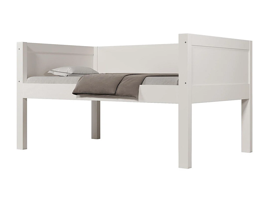 Lit superposé séparable 90x200 cm échelle flexible tête pied design traîneau 1 lit 2 lits simples blanc EN747-1:2024 sans matelas