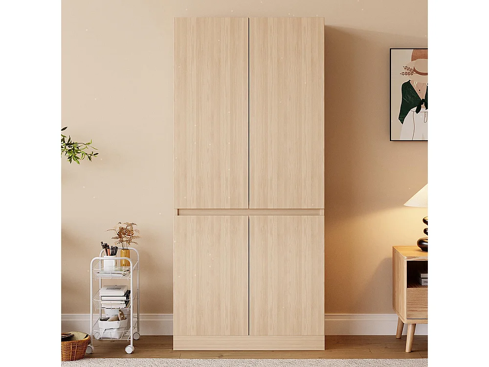 Armoire 70x40x170 cm double porte grands compartiments de rangement couleur bois
