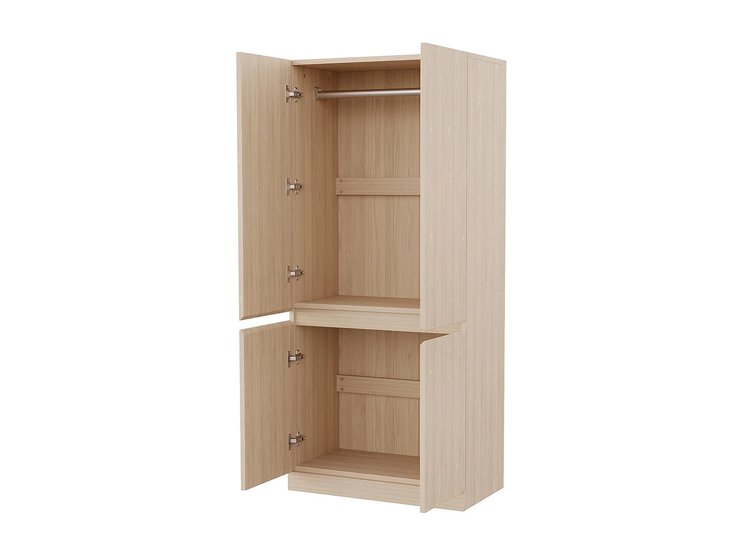 Armoire 70x40x170 cm double porte grands compartiments de rangement couleur bois