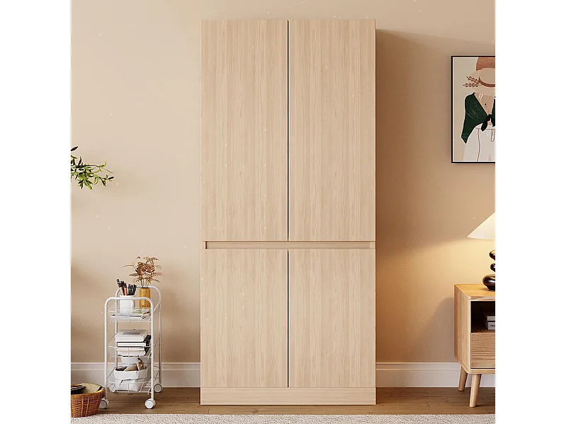 Armoire 70x40x170 cm double porte grands compartiments de rangement couleur bois