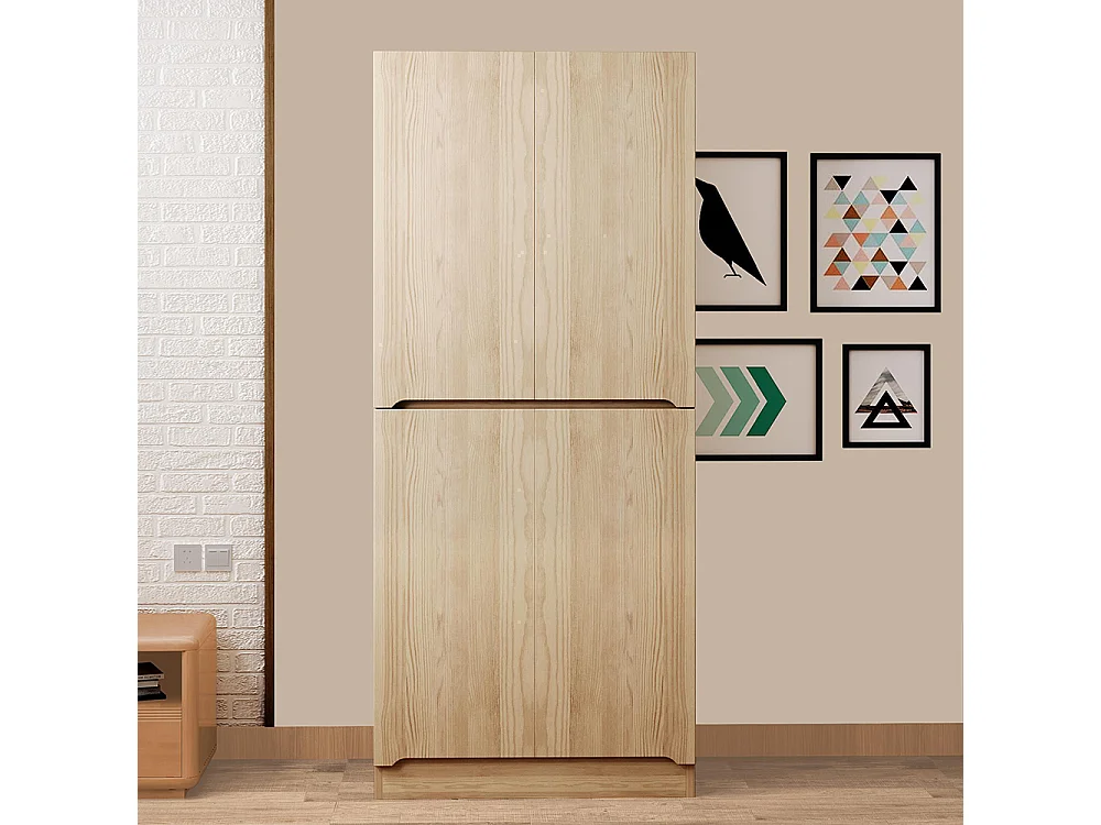 Armoire 70x40x170 cm double porte petit compartiment de rangement couleur bois