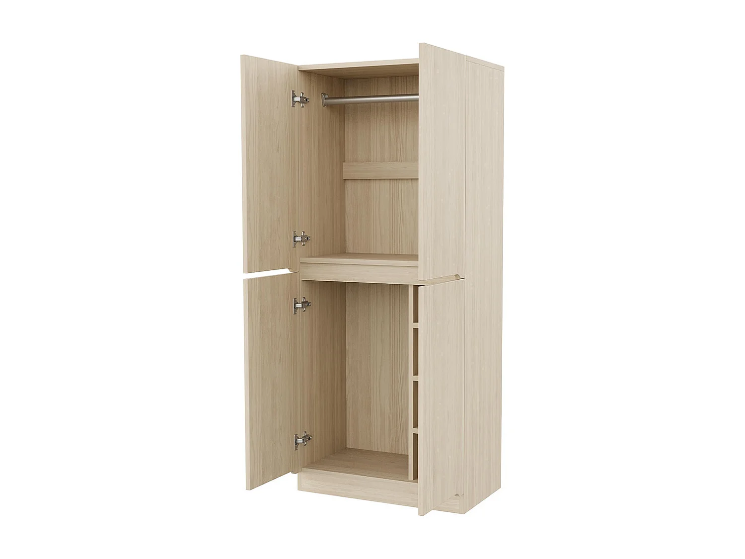 Armoire 70x40x170 cm double porte petit compartiment de rangement couleur bois