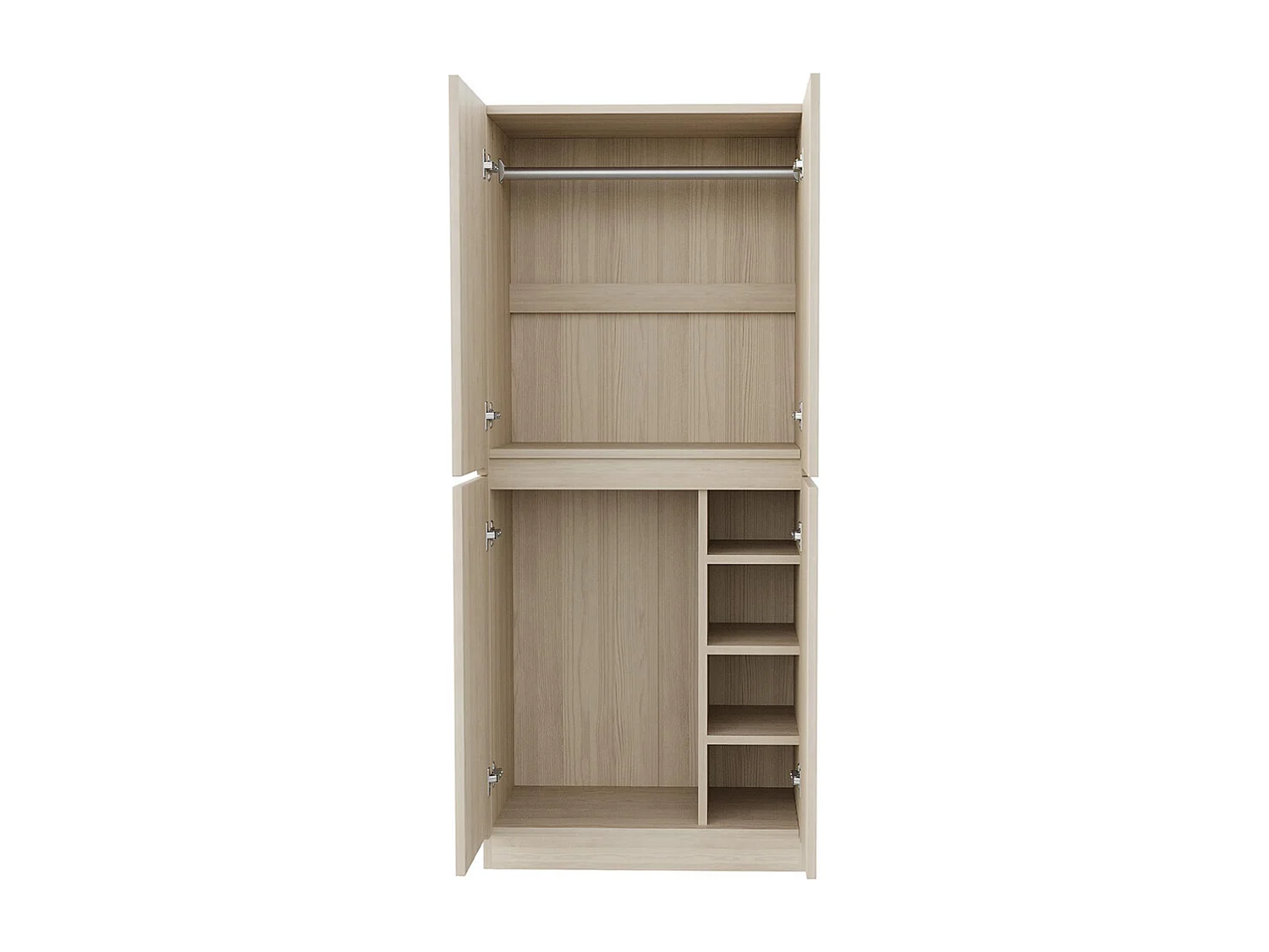 Armoire 70x40x170 cm double porte petit compartiment de rangement couleur bois