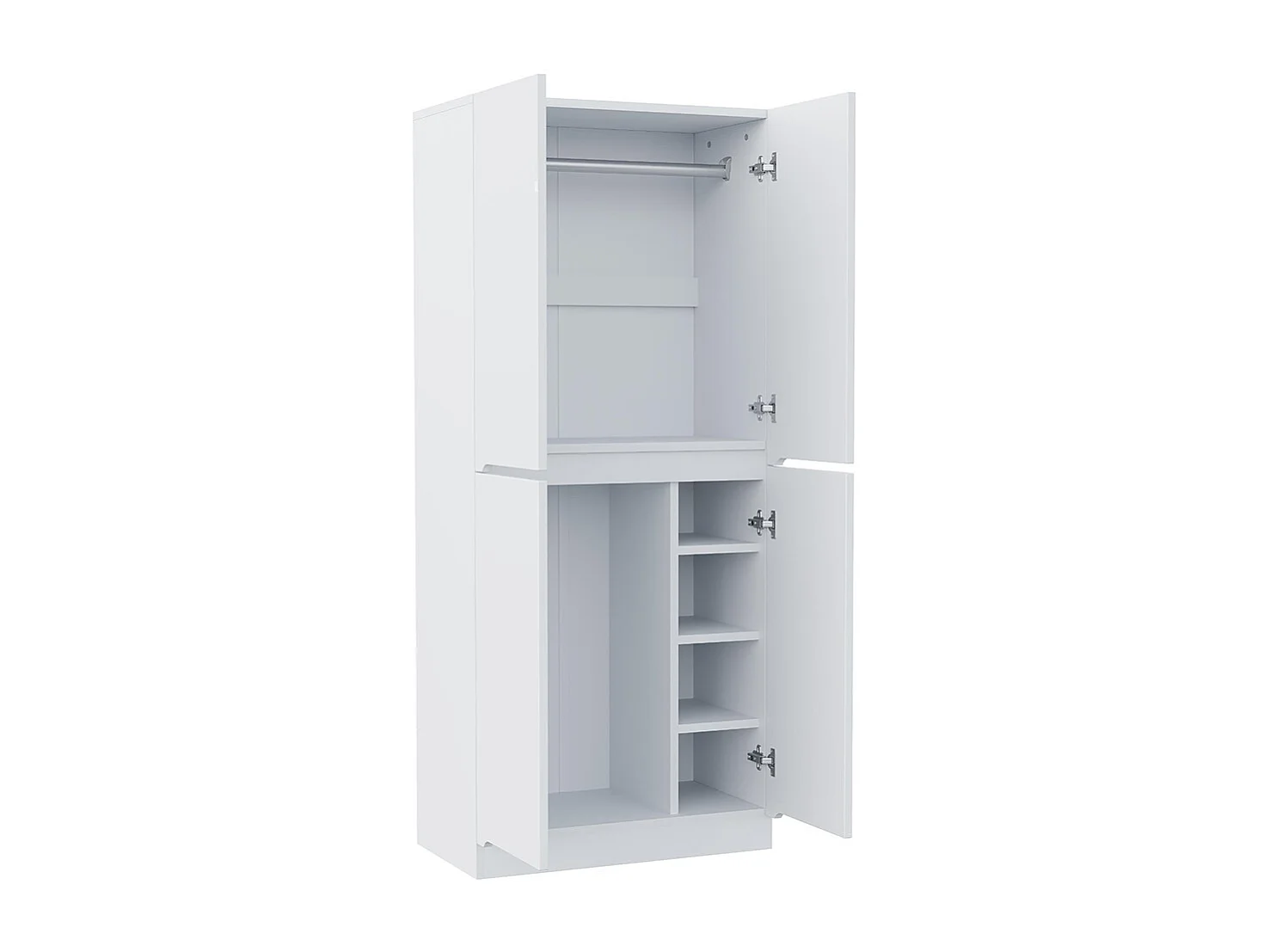 Armoire 70x40x170 cm double porte petit compartiment de rangement blanc