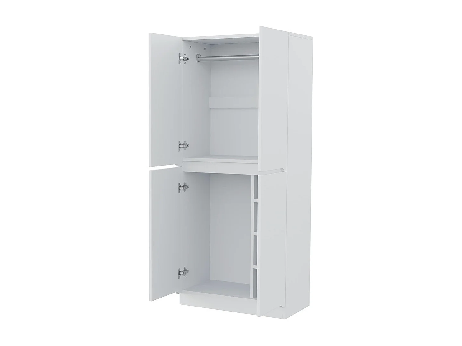 Armoire 70x40x170 cm double porte petit compartiment de rangement blanc