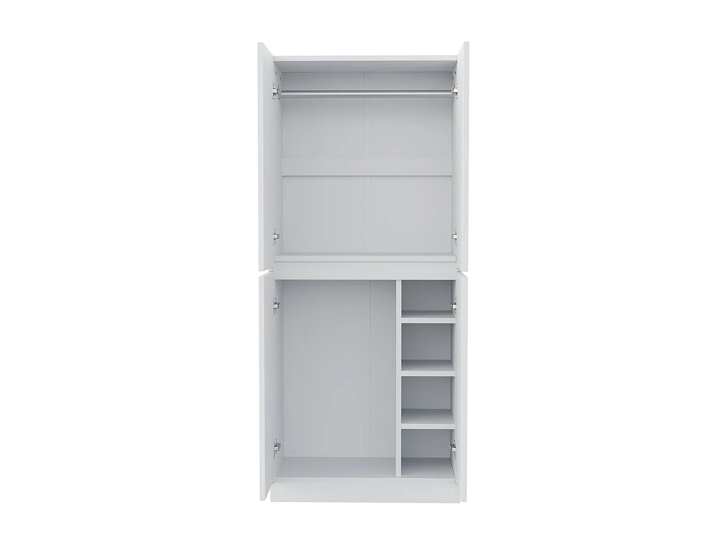 Armoire 70x40x170 cm double porte petit compartiment de rangement blanc
