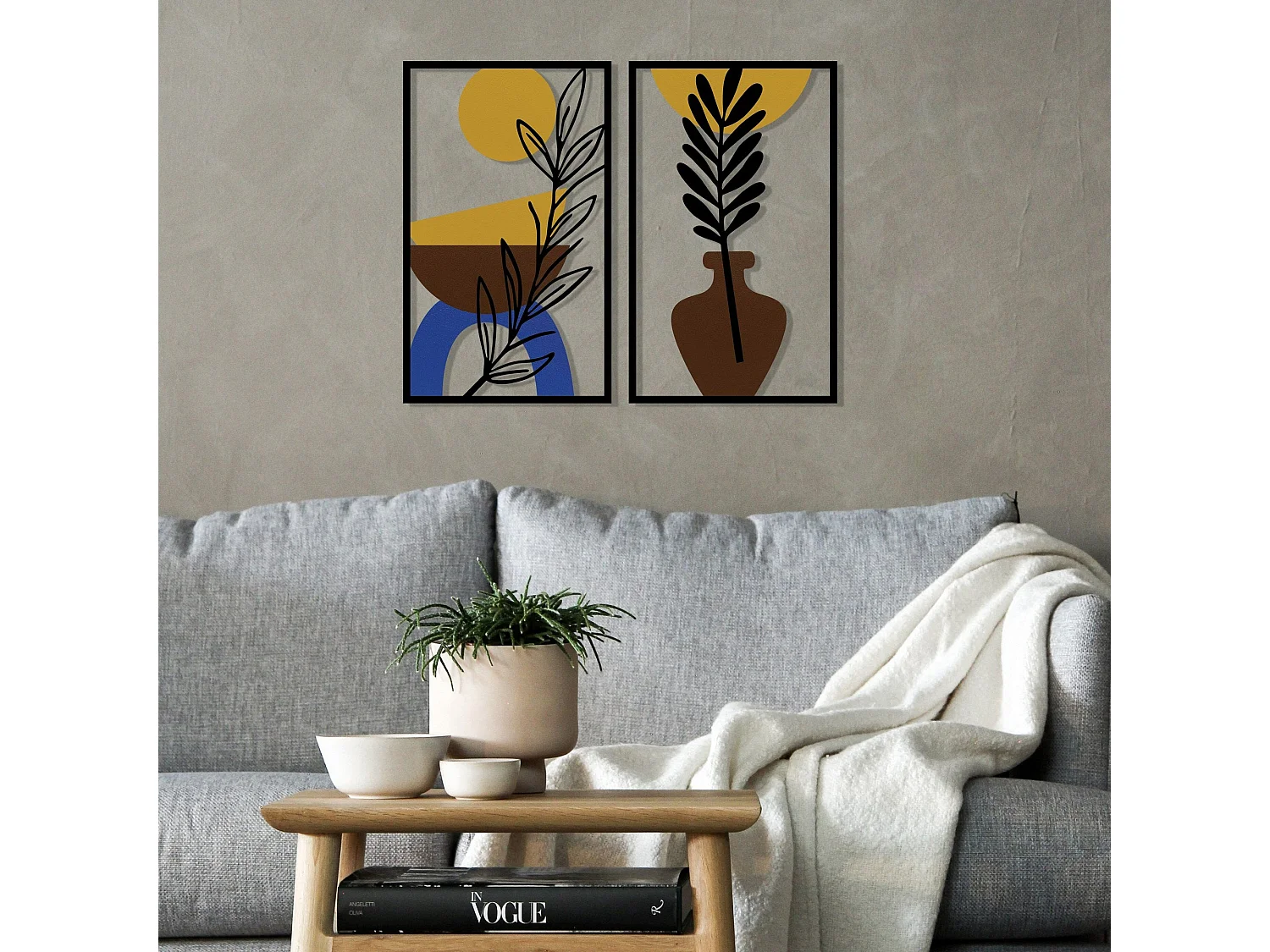 Bohem 9 – Accesorio decorativo de pared multicolor en metal y madera, 80,5 x 63,5 cm