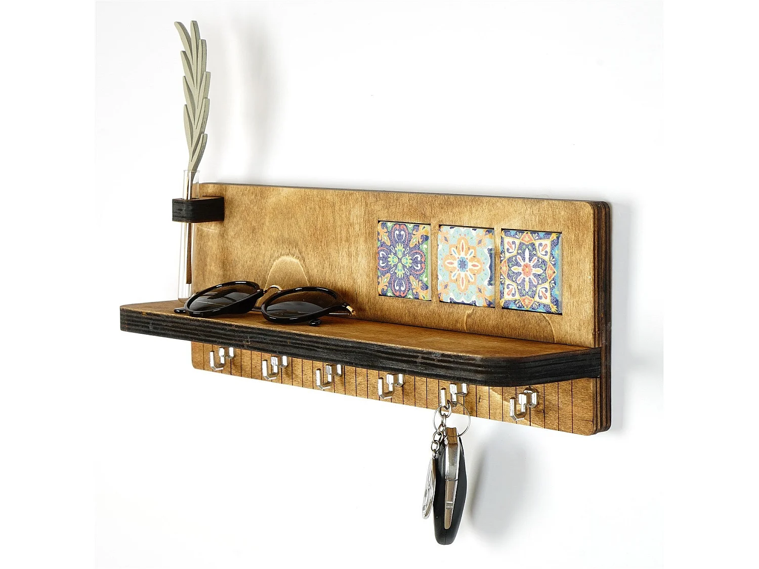 LAZ166 Walnoot Wandplank - 100% Canvas 40x14x8cm