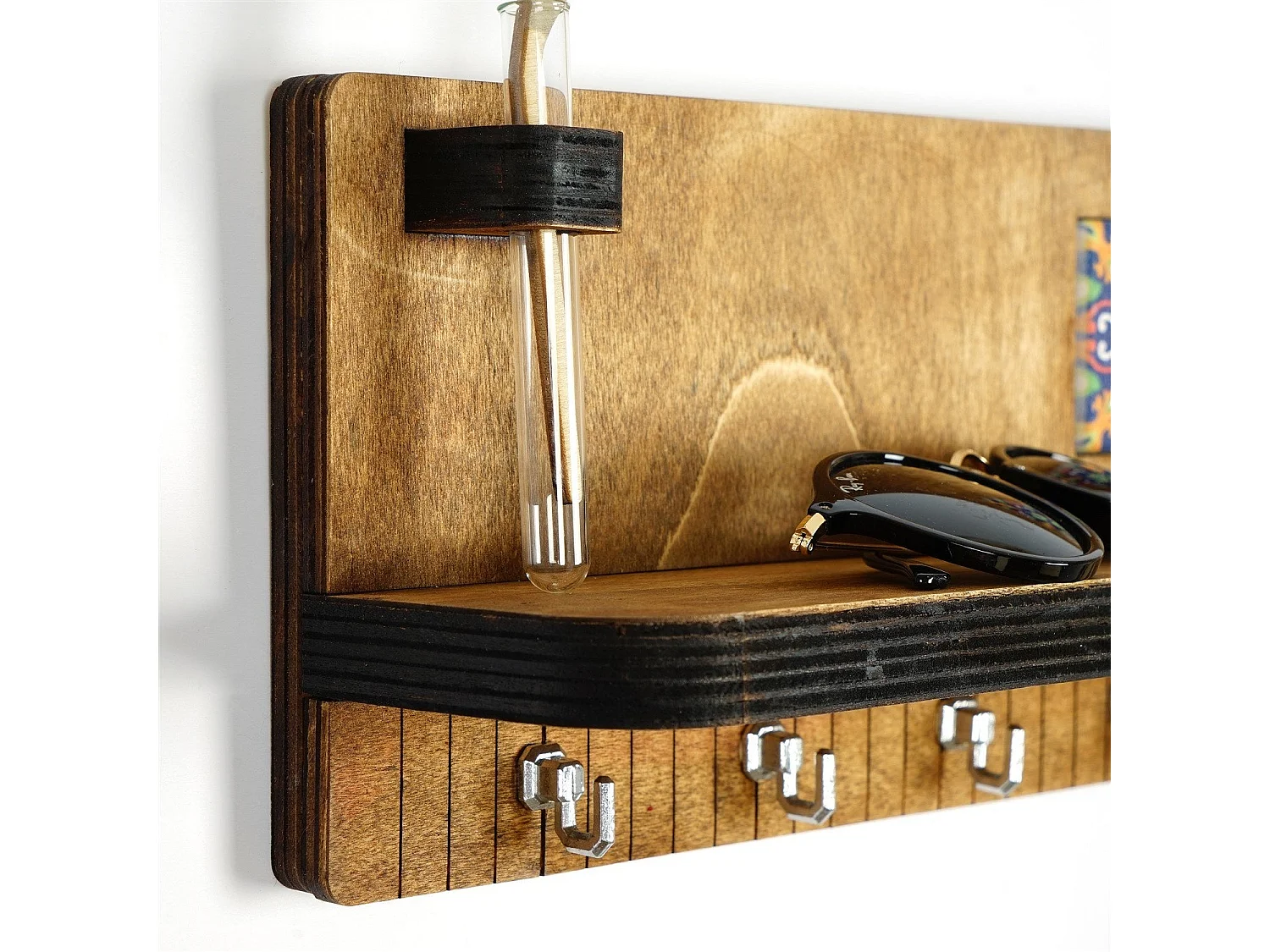 LAZ166 Walnoot Wandplank - 100% Canvas 40x14x8cm