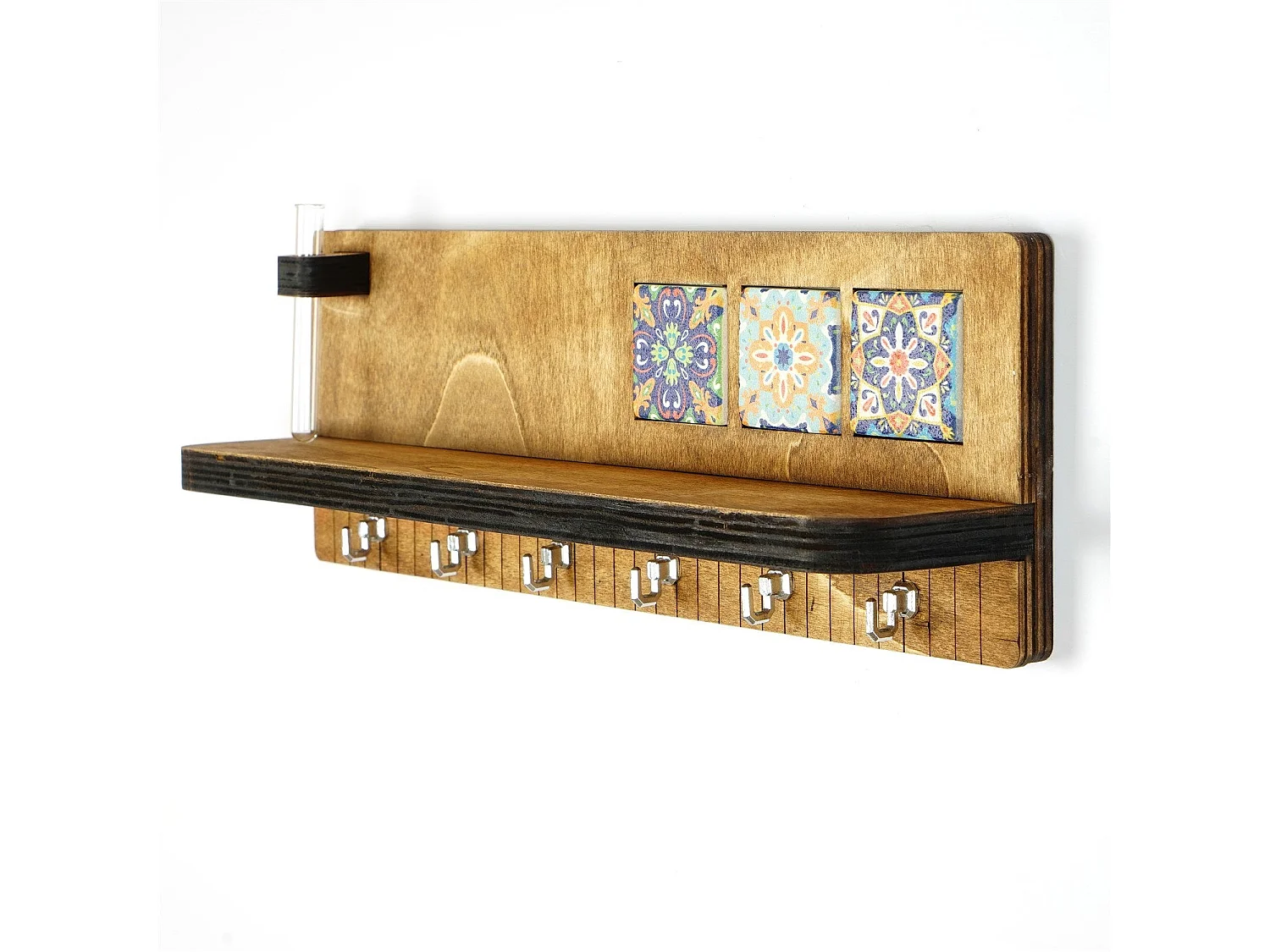 LAZ166 Walnoot Wandplank - 100% Canvas 40x14x8cm