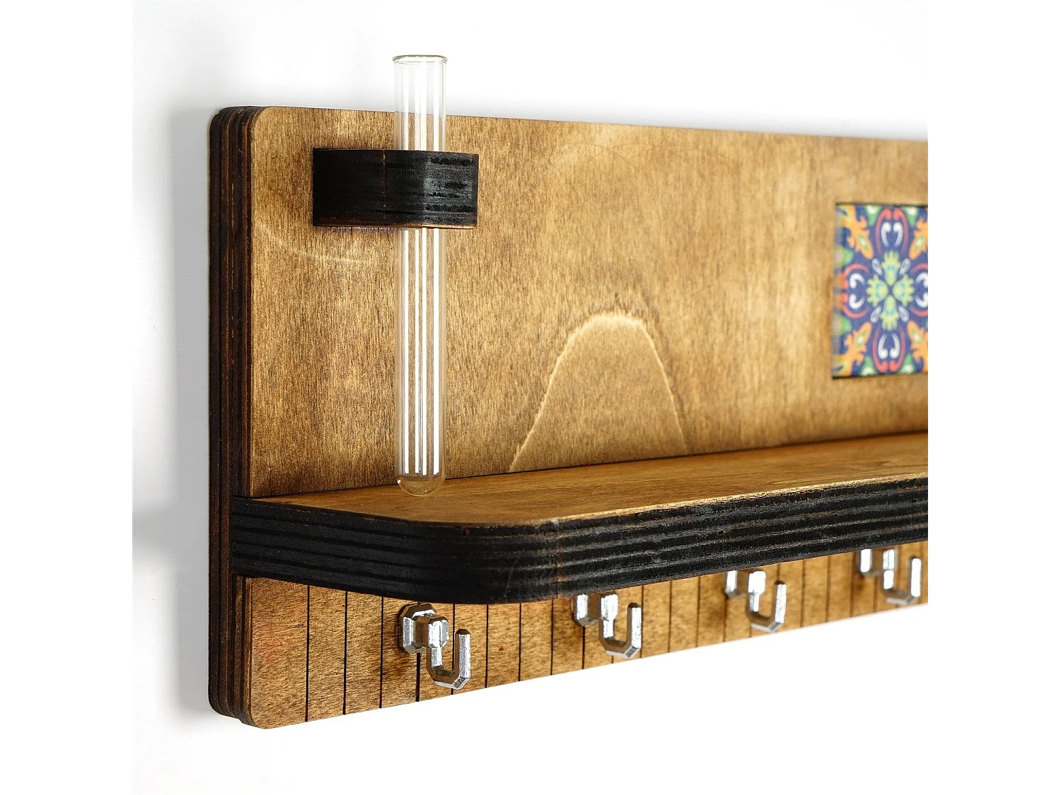 LAZ166 Walnoot Wandplank - 100% Canvas 40x14x8cm