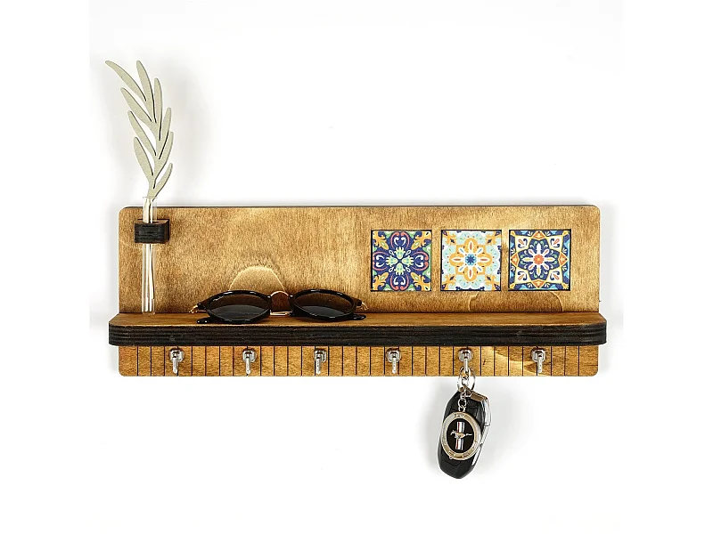 LAZ166 Walnoot Wandplank - 100% Canvas 40x14x8cm