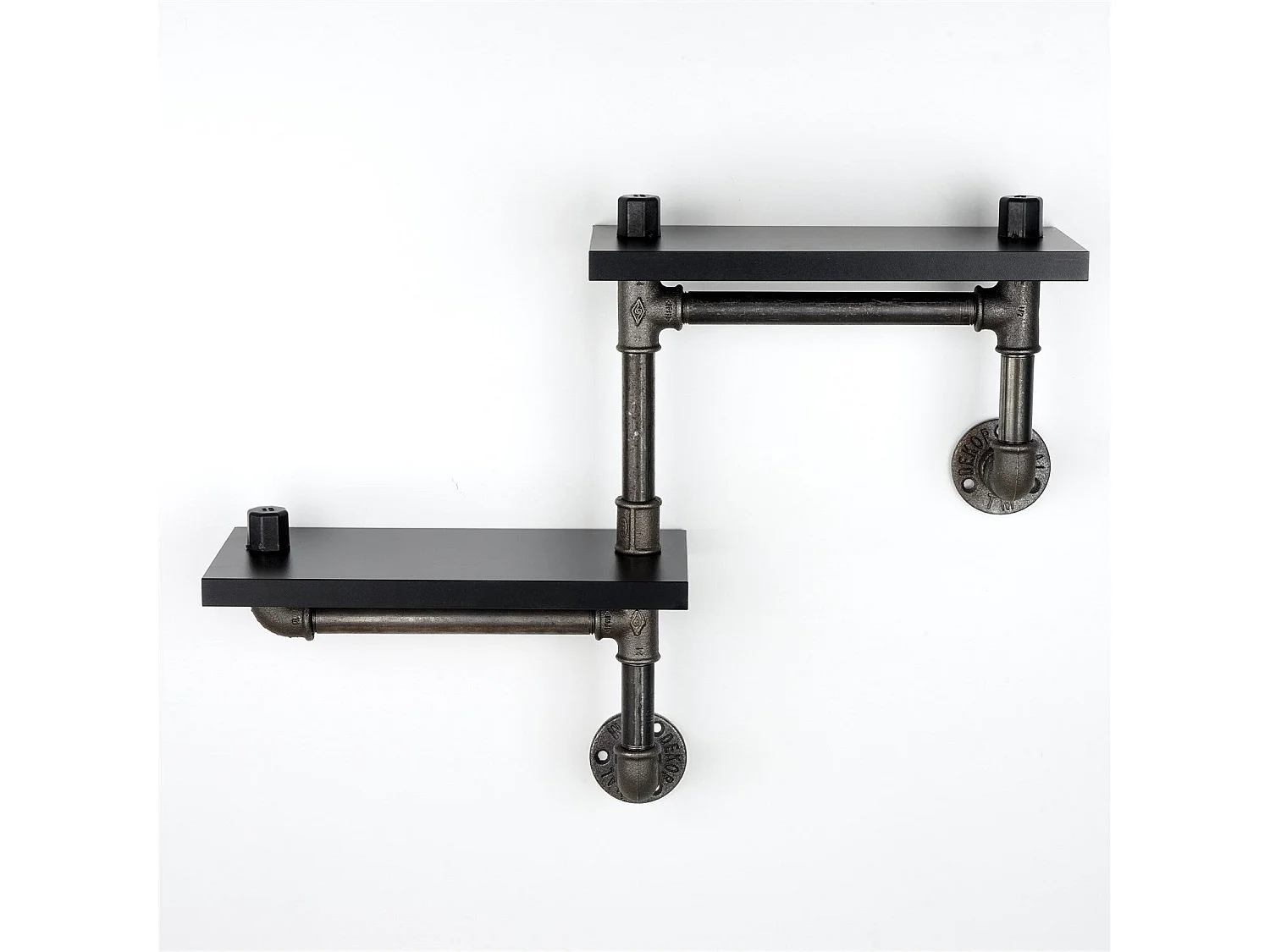 Mensola da parete tubolare BORURAF242 - Nero - 100% MDF - 56 x 13 x 42 cm - 3,6 kg