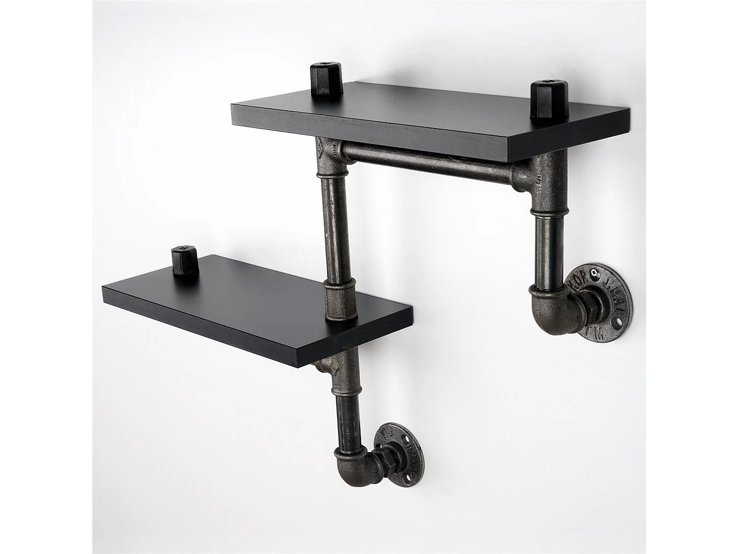 Mensola da parete tubolare BORURAF242 - Nero - 100% MDF - 56 x 13 x 42 cm - 3,6 kg