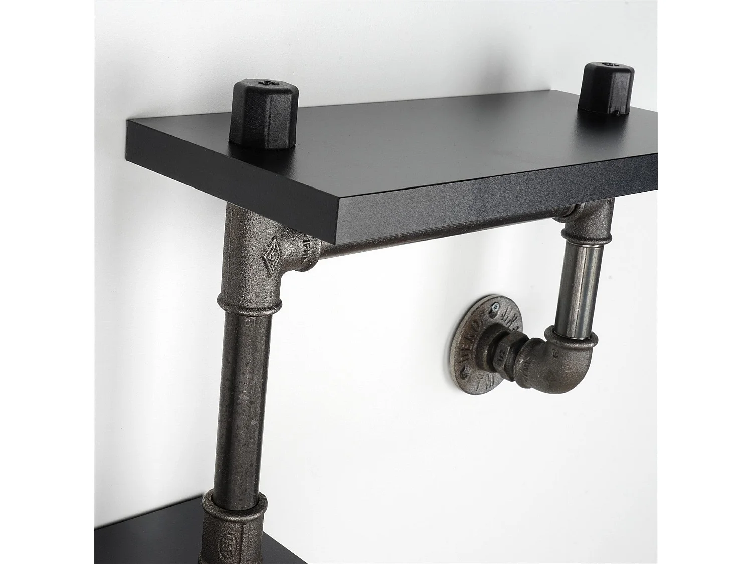 Mensola da parete tubolare BORURAF242 - Nero - 100% MDF - 56 x 13 x 42 cm - 3,6 kg