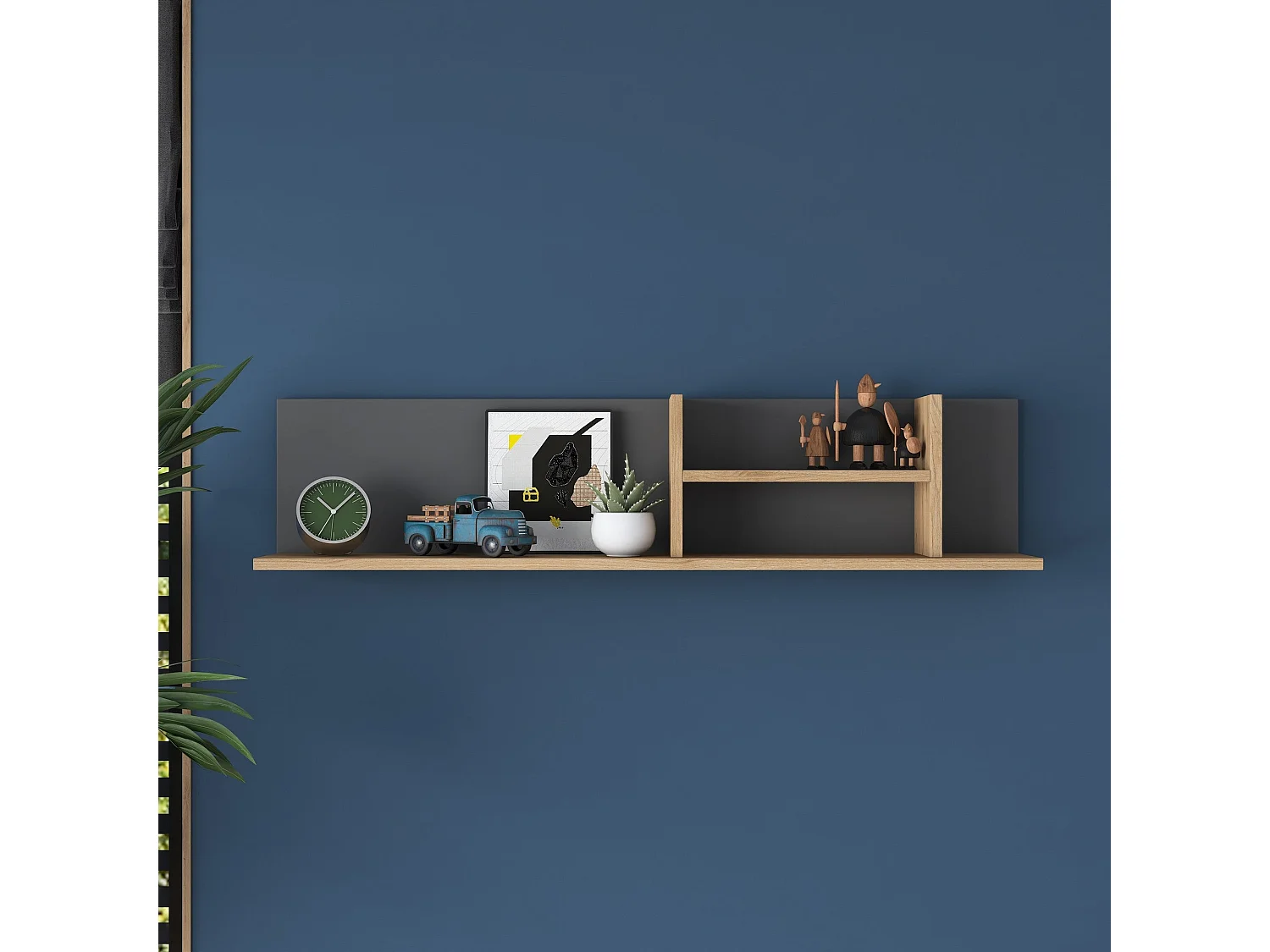 Wandregal – 120 x 25 x 19,8 cm – Walnuss und Anthrazit – Melaminbeschichtete Spanplatte
