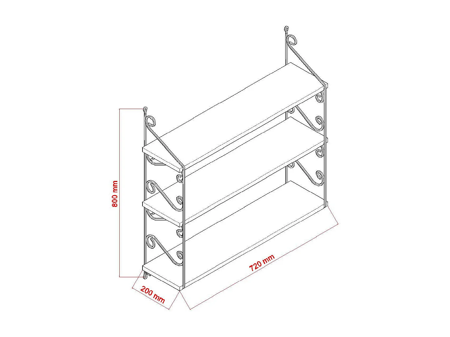 Étagère murale en chêne – 72 cm x 80 cm x 20 cm – Chêne – MDF