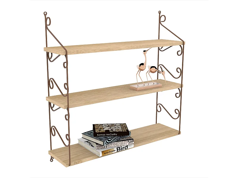 Estante de pared de roble – 72 cm x 80 cm x 20 cm – Roble – MDF