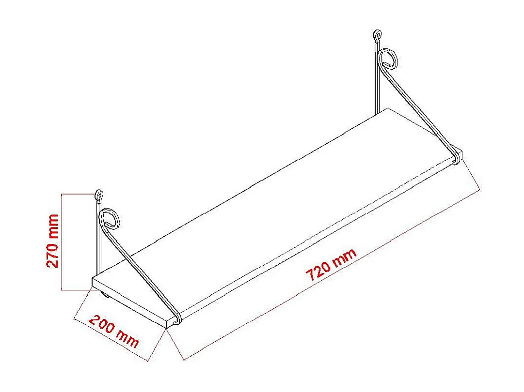 Wandplank – 72 cm x 27 cm x 20 cm – Wit – Spaanplaat