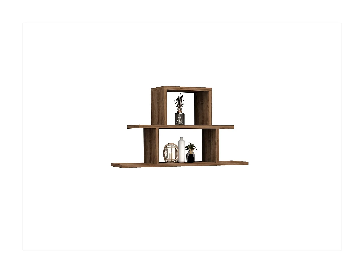 Wandplank – 80 cm x 44,6 cm x 19,6 cm – walnoot – melamine gecoate spaanplaat