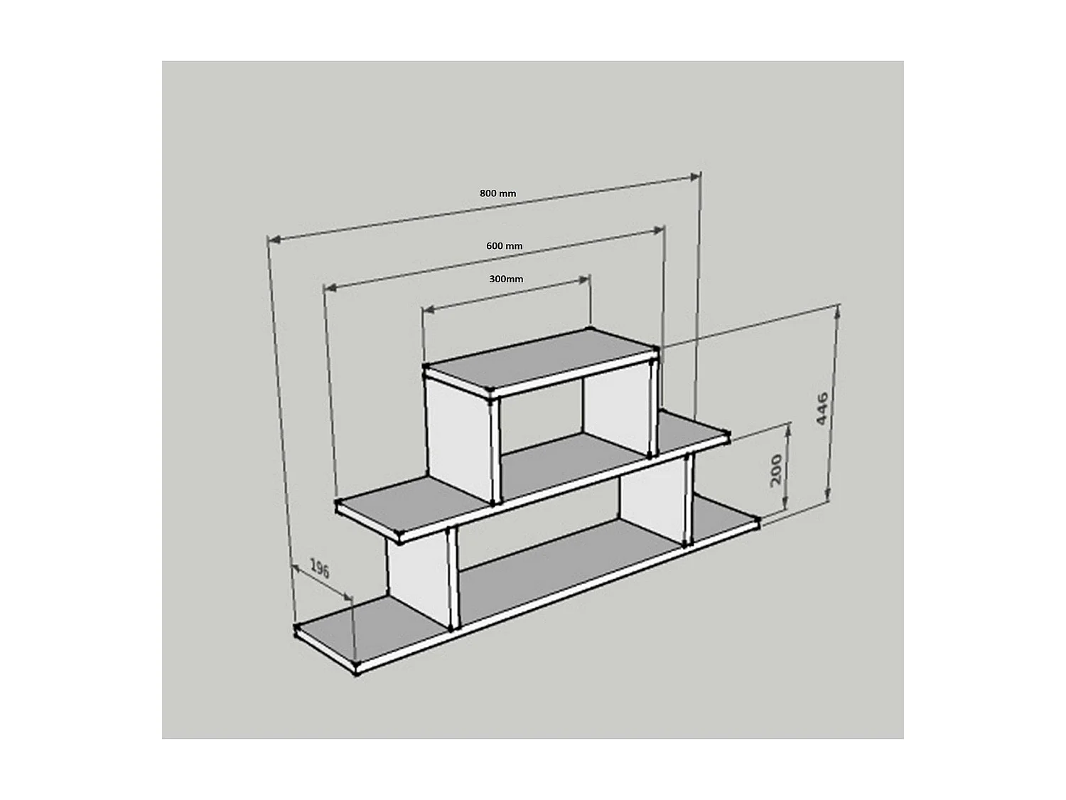 Wandplank – 80 cm x 44,6 cm x 19,6 cm – walnoot – melamine gecoate spaanplaat