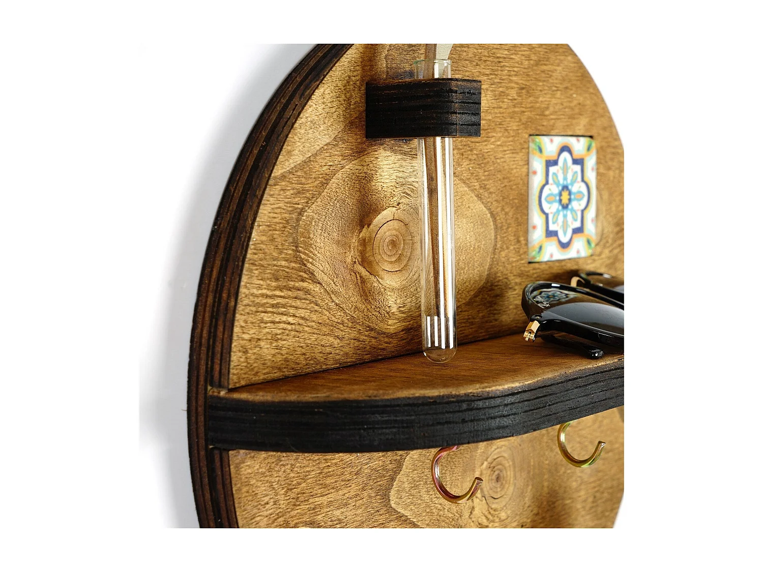 Étagère murale en noyer LAZ172 - 100 % toile 27 x 27 cm