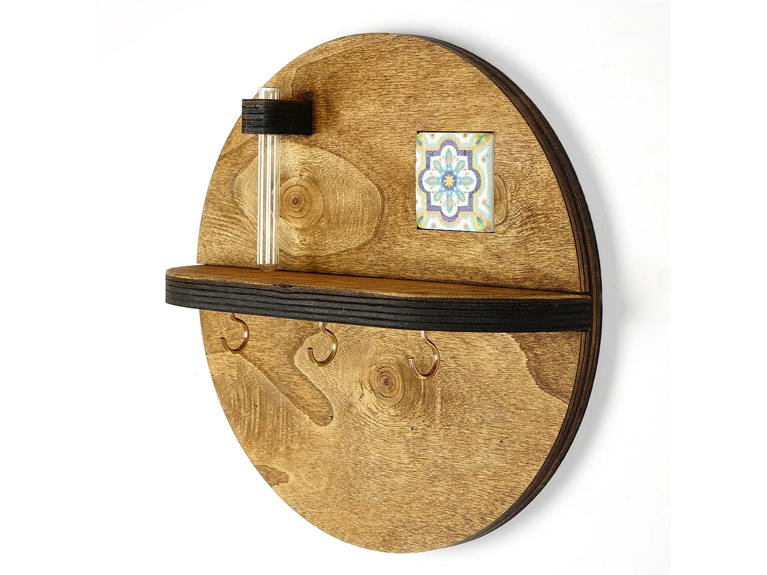 Étagère murale en noyer LAZ172 - 100 % toile 27 x 27 cm