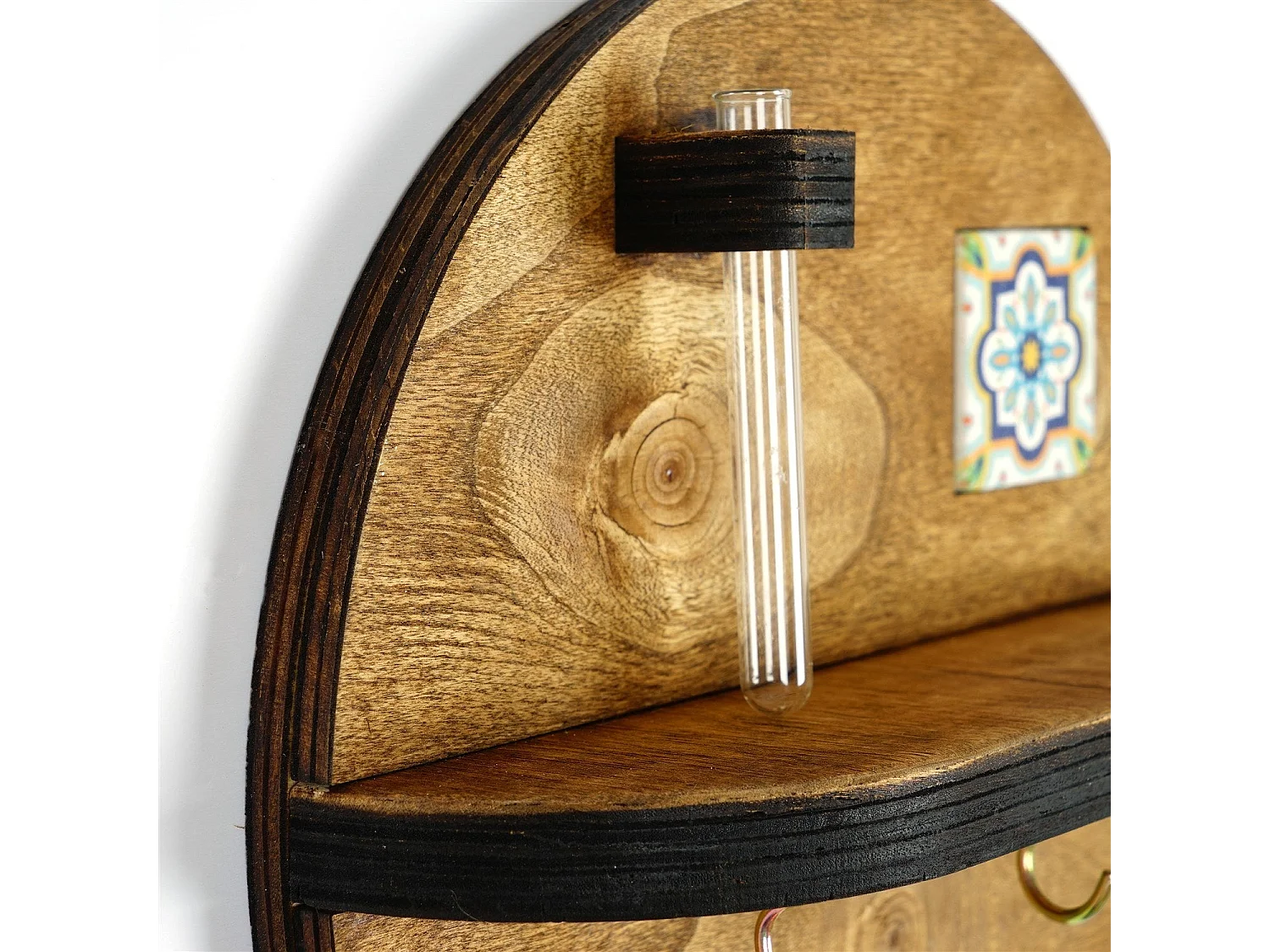 Étagère murale en noyer LAZ172 - 100 % toile 27 x 27 cm