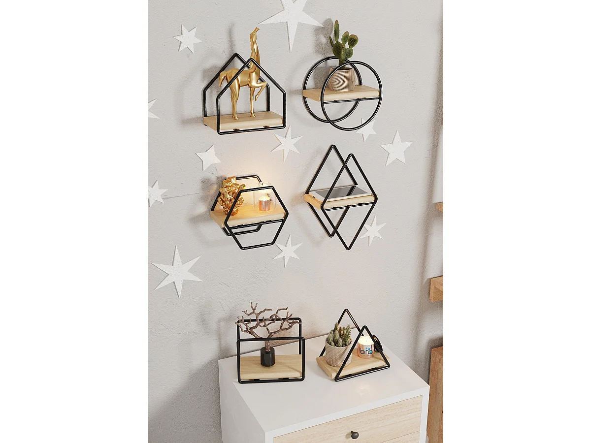 Étagère murale CM-051-SRK-Doré Noir