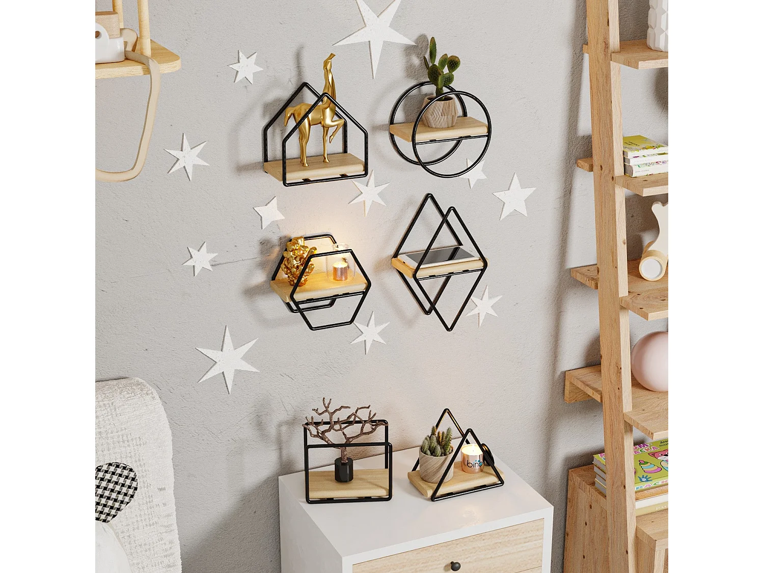 Étagère murale CM-051-SRK-Doré Noir