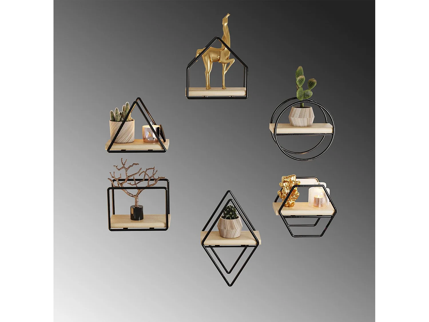 Étagère murale CM-051-SRK-Doré Noir