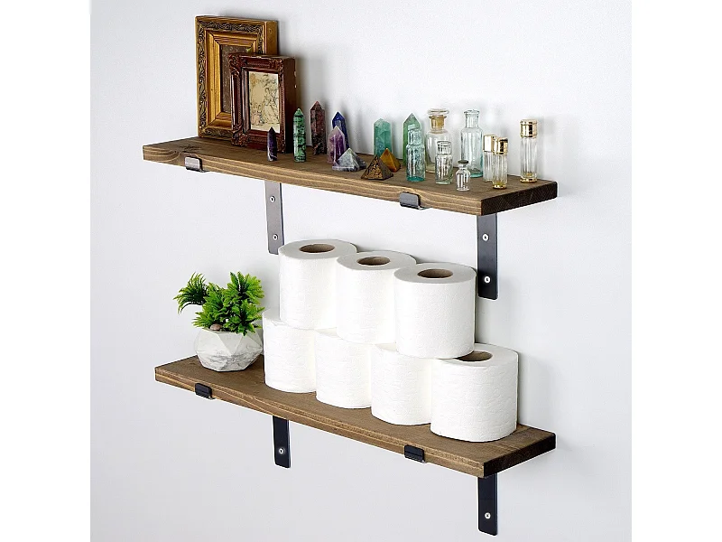 Étagère murale décorative en bois – 60 cm x 16 cm x 14 cm – Noyer noir