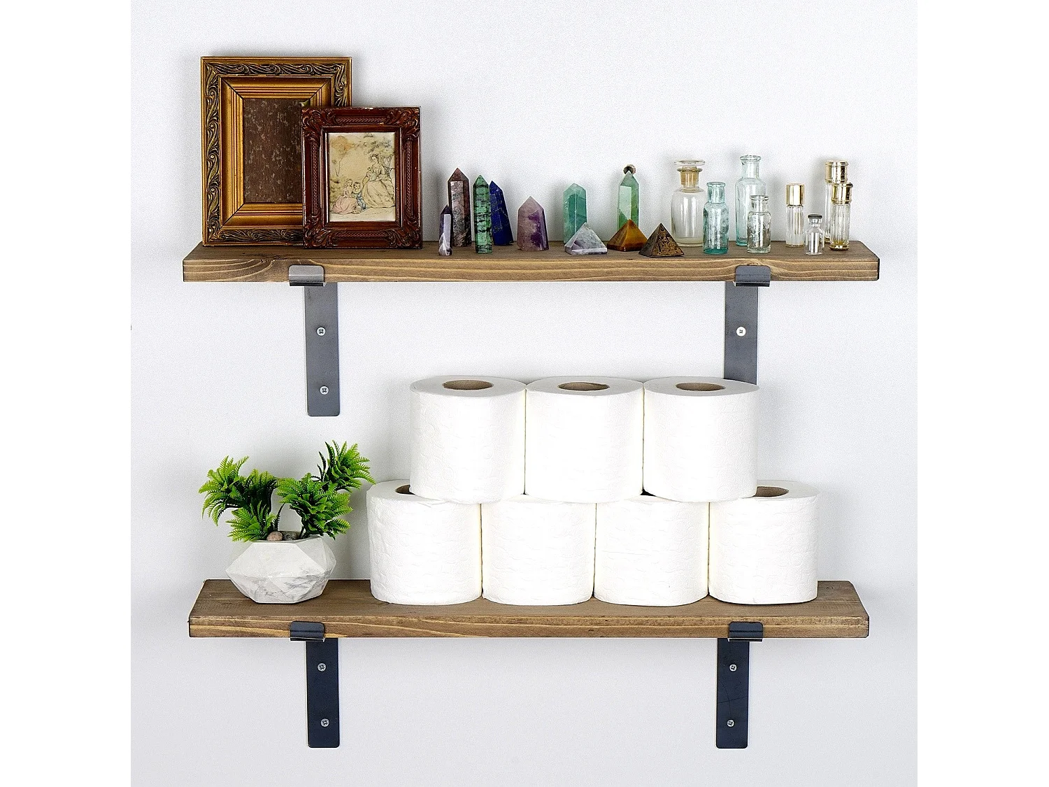 Étagère murale décorative en bois – 60 cm x 16 cm x 14 cm – Noyer noir