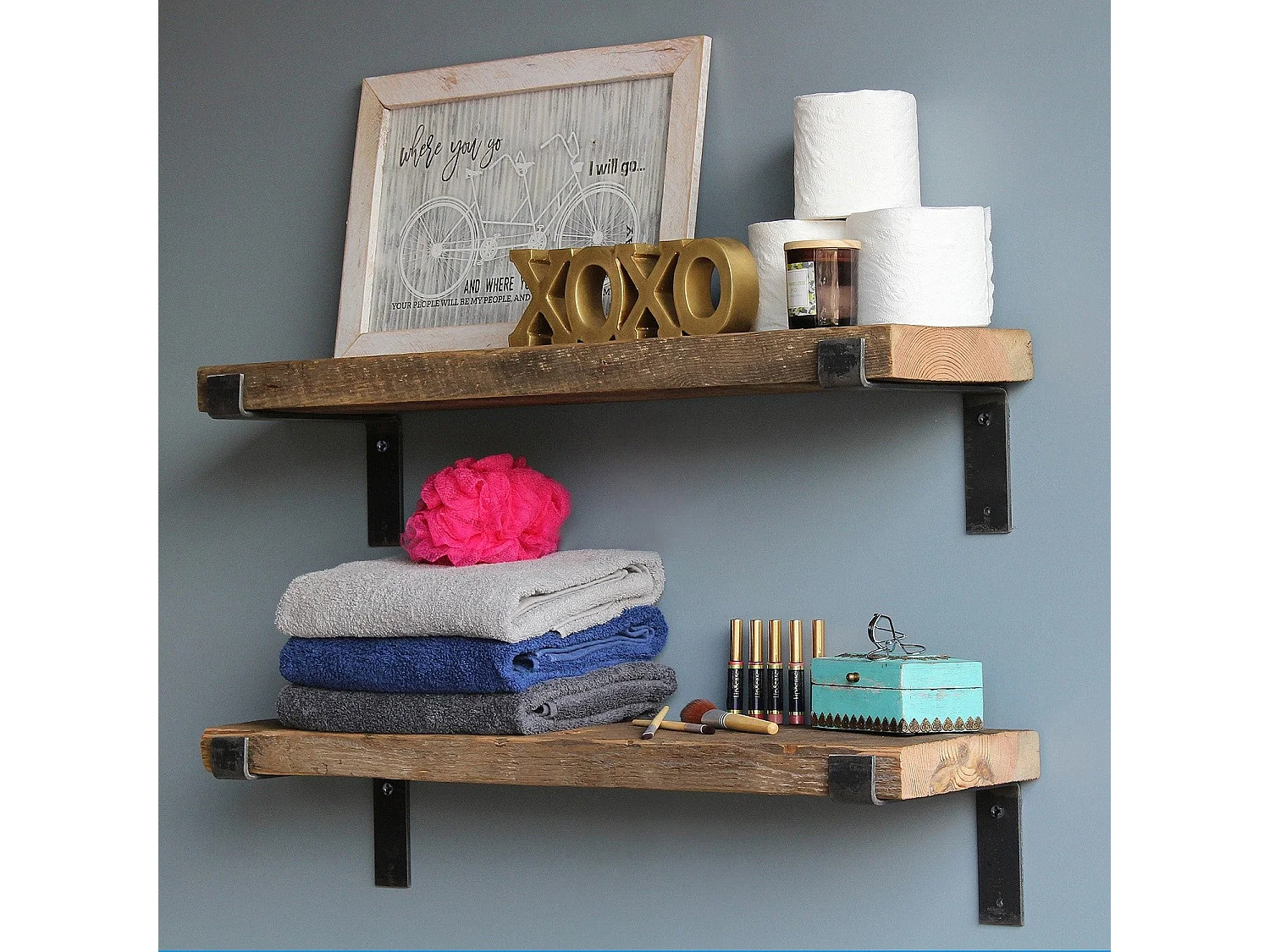 Étagère murale décorative en bois – 60 cm x 16 cm x 14 cm – Noyer noir