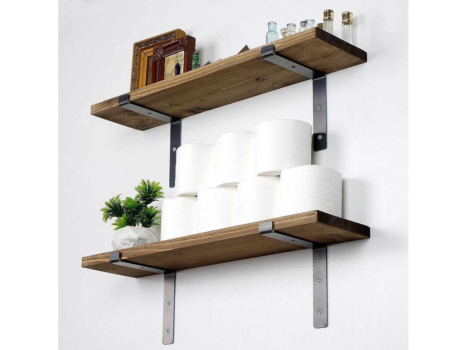 Étagère murale décorative en bois – 60 cm x 16 cm x 14 cm – Noyer noir