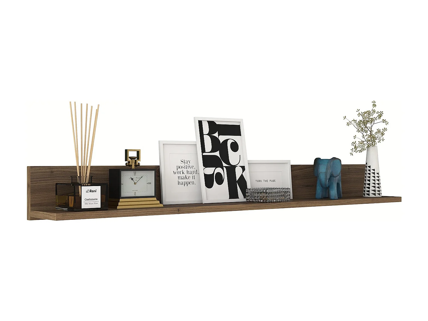 Estante de pared escandinavo – 135,8 x 15 x 13 cm – Nogal – Tablero de partículas recubierto de melamina