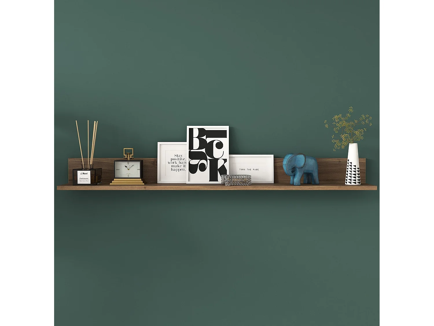 Estante de pared escandinavo – 135,8 x 15 x 13 cm – Nogal – Tablero de partículas recubierto de melamina