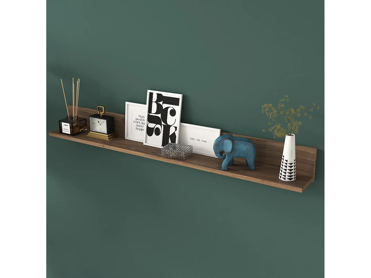 Estante de pared escandinavo – 135,8 x 15 x 13 cm – Nogal – Tablero de partículas recubierto de melamina