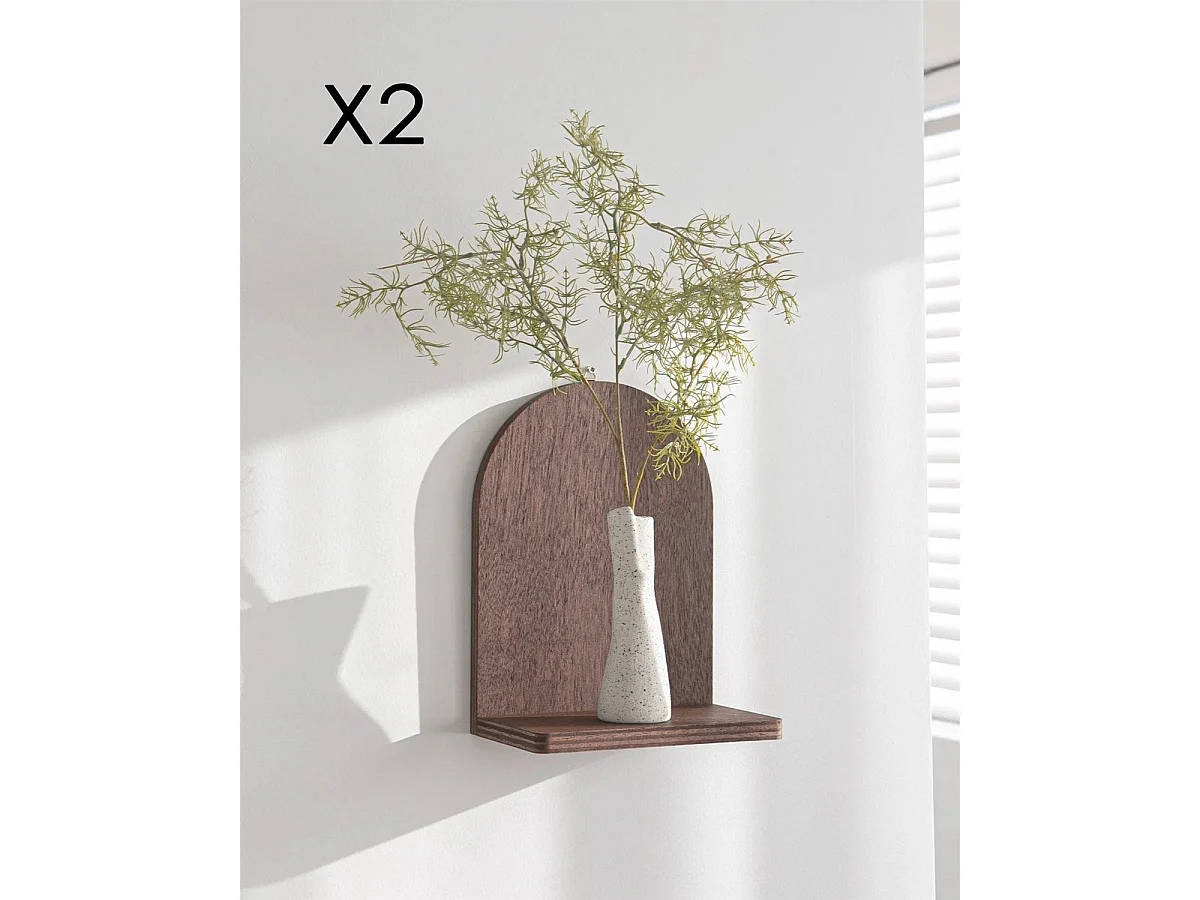 Étagère murale – 16 x 26 x 9 cm – Noyer – Contreplaqué