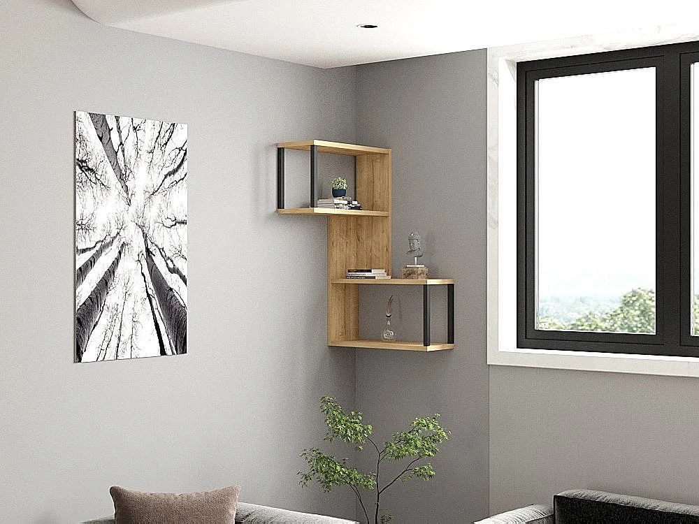 Estante de pared – 84 cm x 52 cm x 20 cm – Roble Zafiro – Tablero de partículas recubierto de melamina
