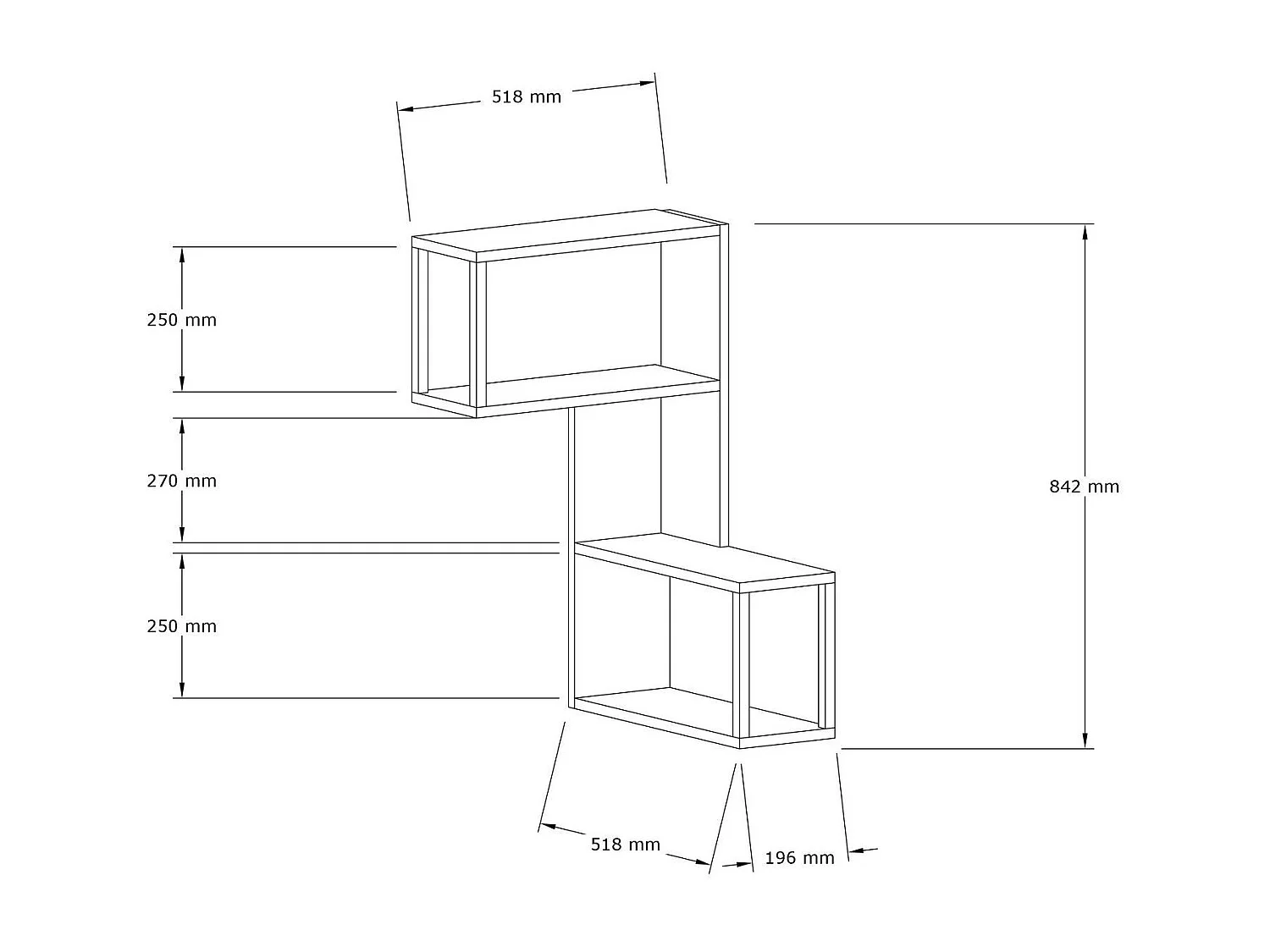 Estante de pared – 84 cm x 52 cm x 20 cm – Roble Zafiro – Tablero de partículas recubierto de melamina